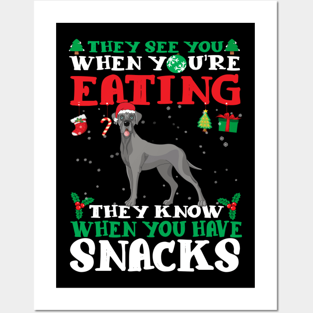 Christmas Dog Eating Snacks Wall Art by CyberpunkTees